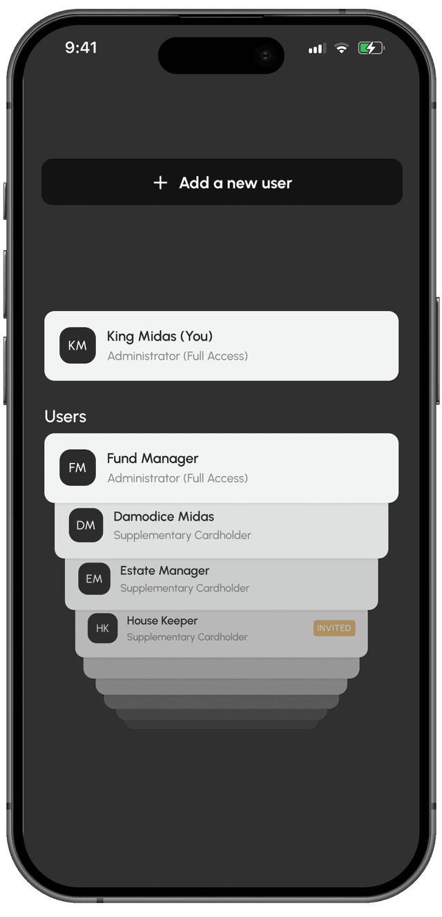 Create your inner circle - Grant advisors or personal assistants access to manage your daily finances.